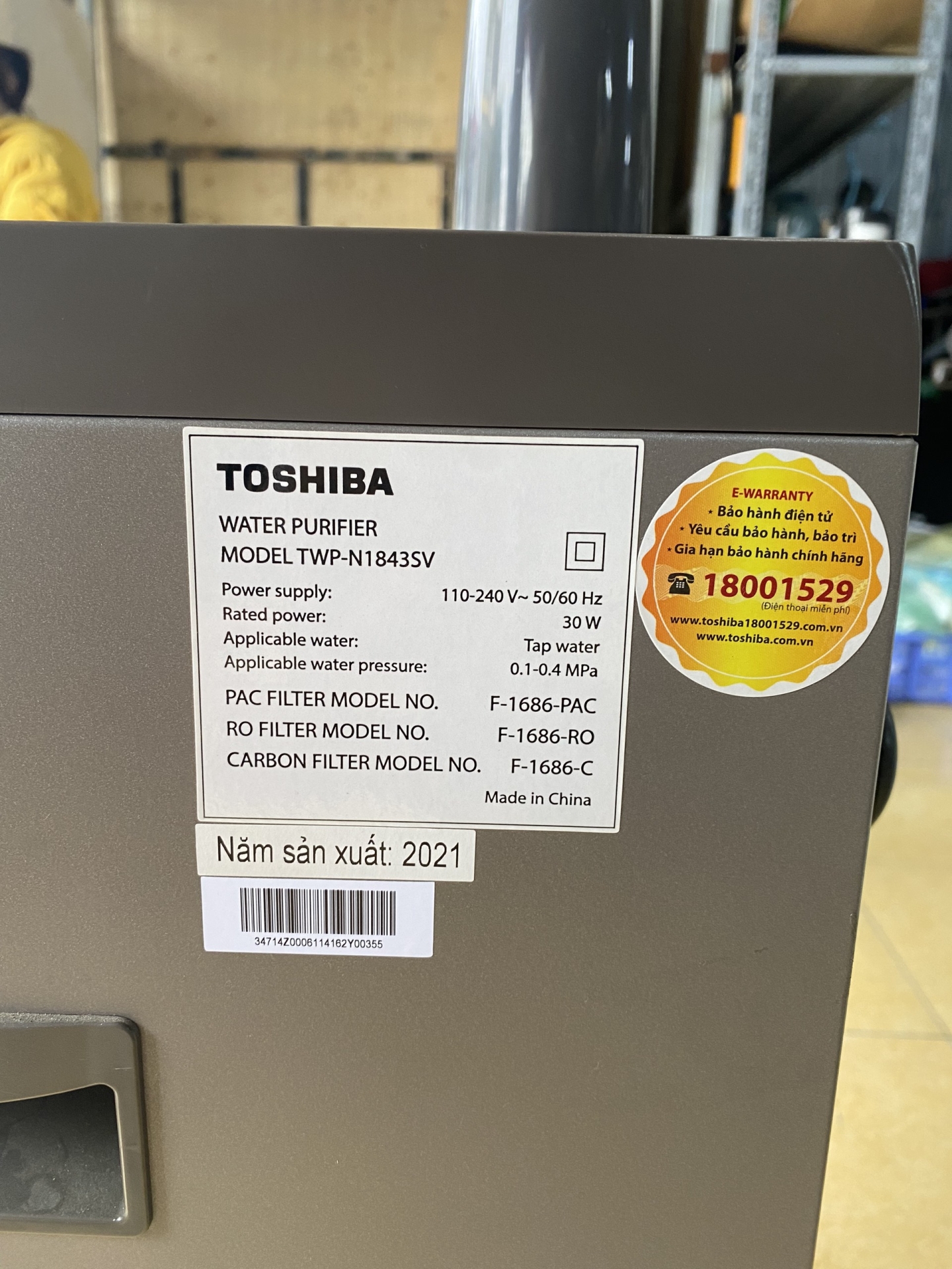Máy lọc nước RO Toshiba TWP-N1843SV 3 lõi